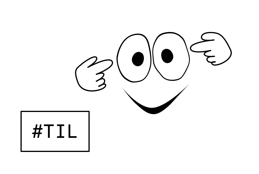 El personaje de Yo Tengo Una Mente, con una caja con el hashtack #TIL (por Today I Learned)